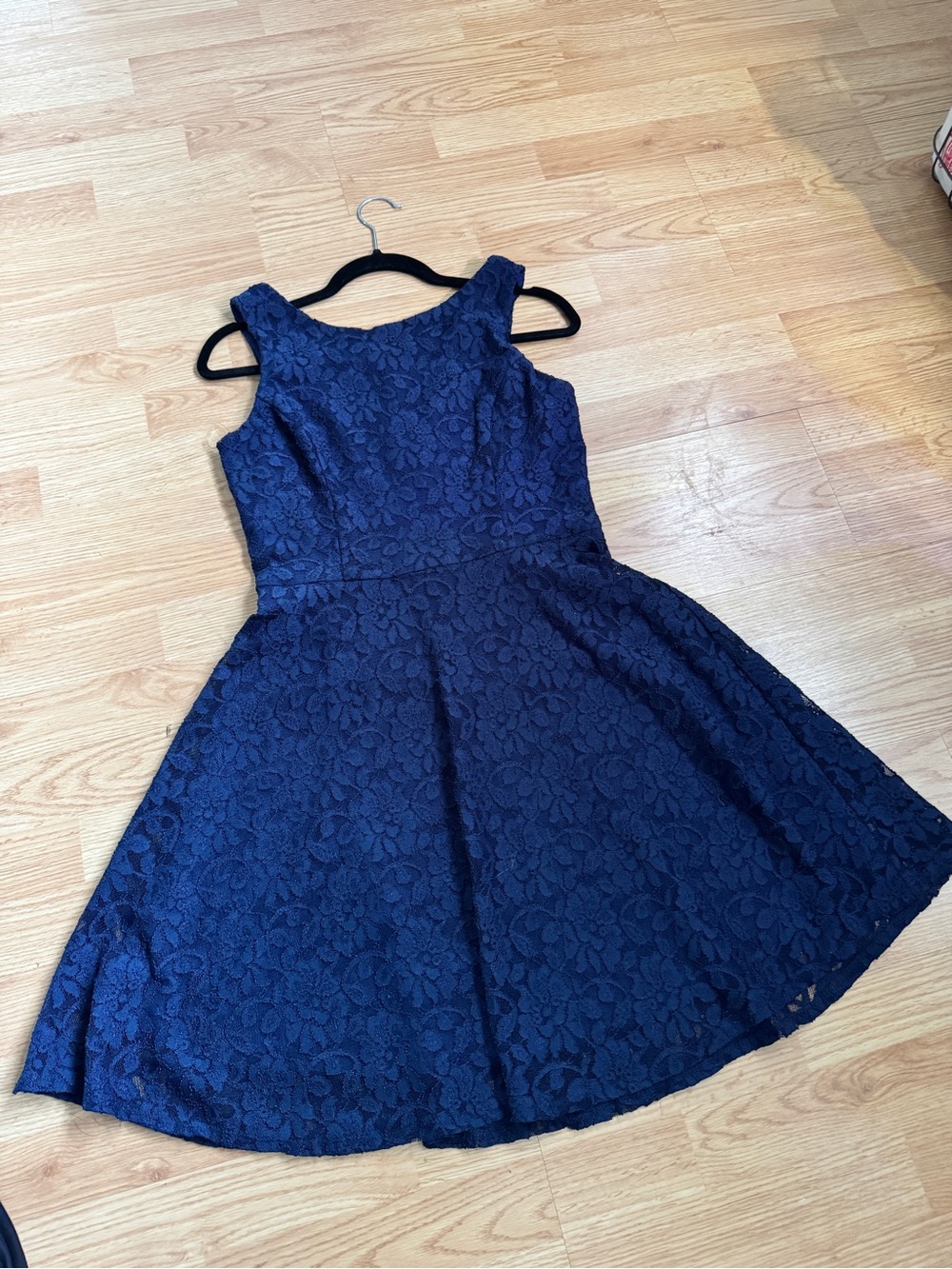 Speechless Navy Floral Lace Midi Fit & Flare Dress